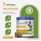 OURCARES 10-in-1 Multivitamin Soft Chews provide daily comprehensive support for dog skin, coat and joint health, ideal for all breeds