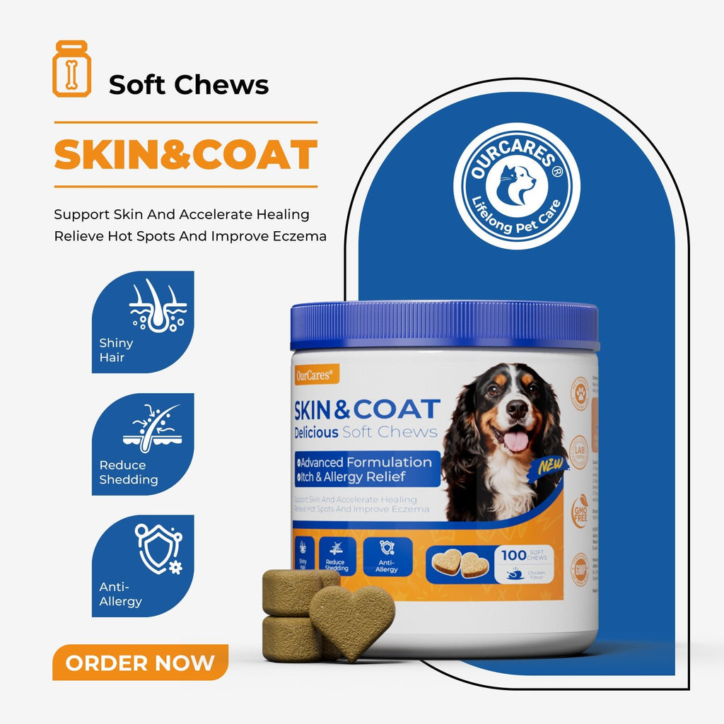 OURCARES Skin and Coat Supplement, Omega-3 for Dogs, Relieves Itchy Skin & Reduces Excessive Shedding