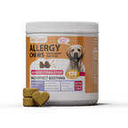 OURCARES Dog Allergy Relief Chews support seasonal allergy discomfort, soothe itchy skin and provide natural itch relief for all breeds of dogs