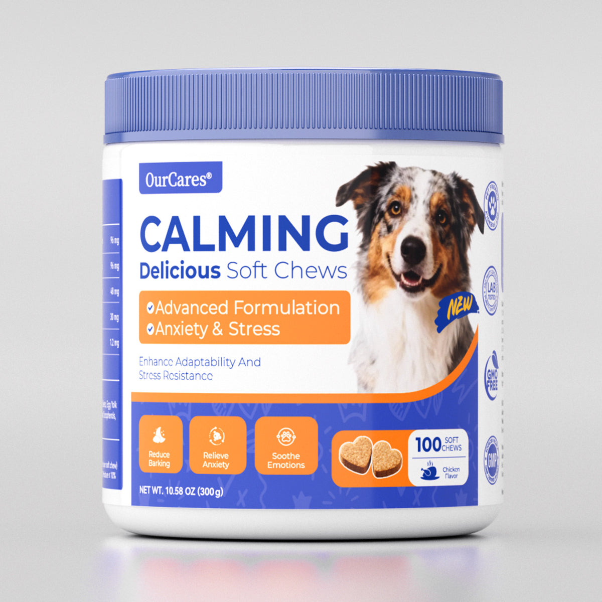 OURCARES Calming Chews for Dogs, Relief for Separation Anxiety, Thunder & Fireworks Stress Support