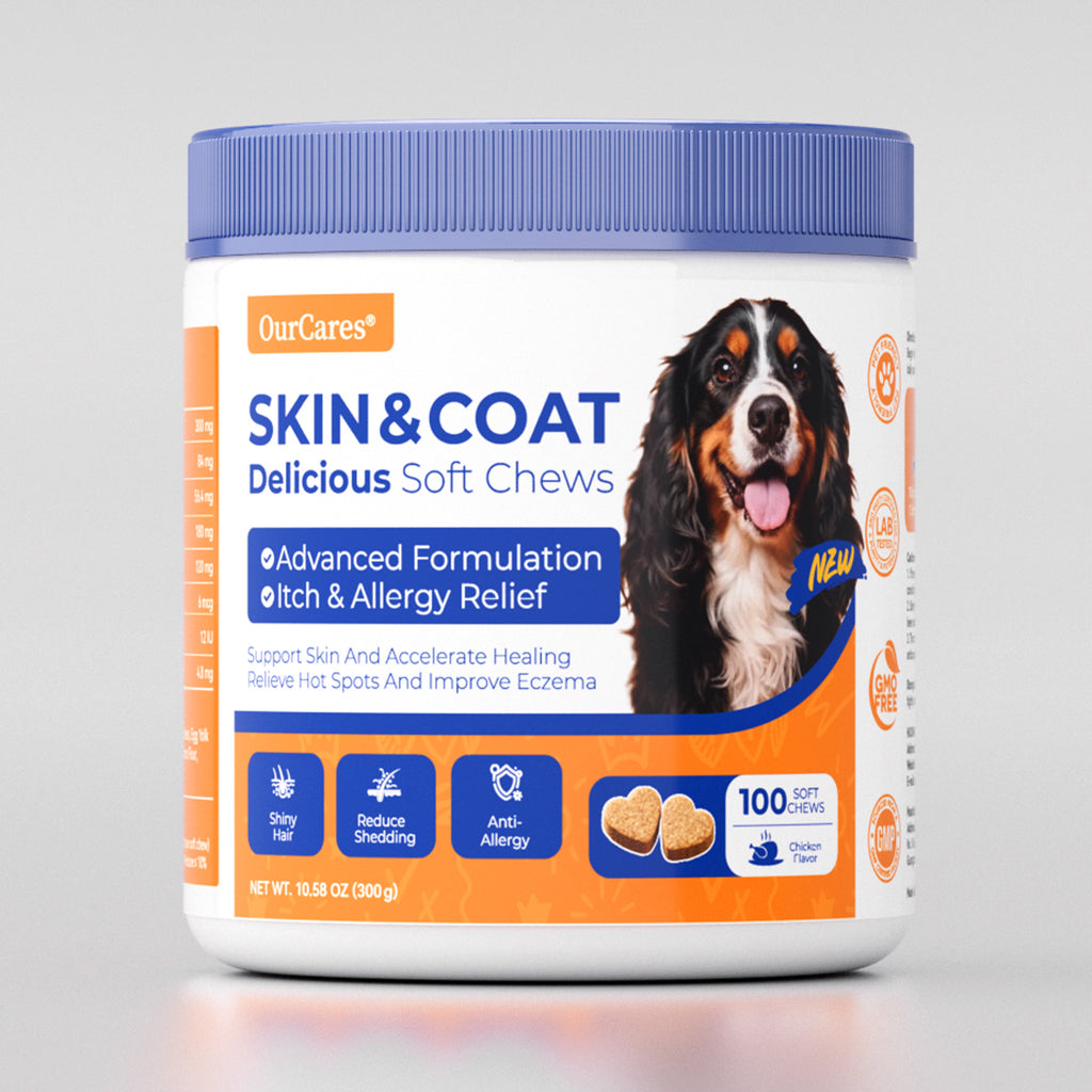 OURCARES Skin and Coat Supplement, Omega-3 for Dogs, Relieves Itchy Skin & Reduces Excessive Shedding