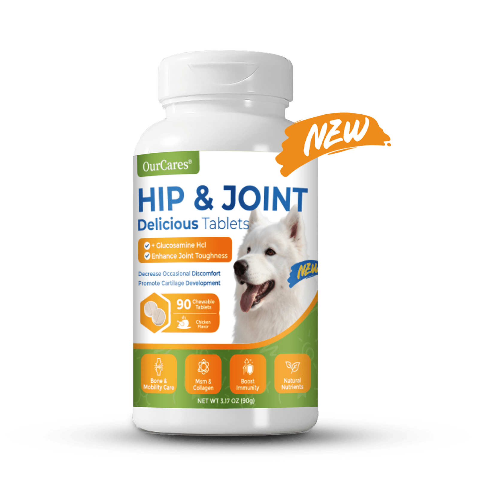 OURCARES Dog Joint Health Supplement, Glucosamine Chondroitin MSM Chewable Tablets, Hip & Joint Mobility Support for Dogs