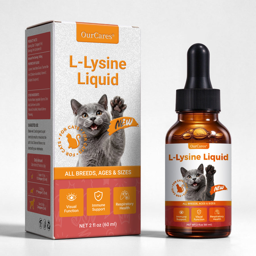 OURCARES L-Lysine Liquid for Cats, Immune System Support & Respiratory Health Booster