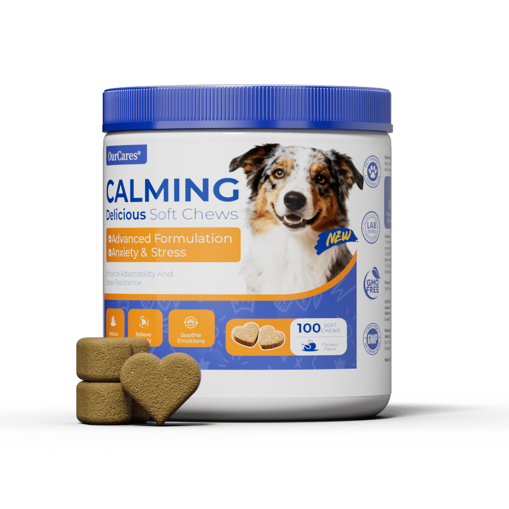 OURCARES Calming Chews for Dogs, Relief for Separation Anxiety, Thunder & Fireworks Stress Support