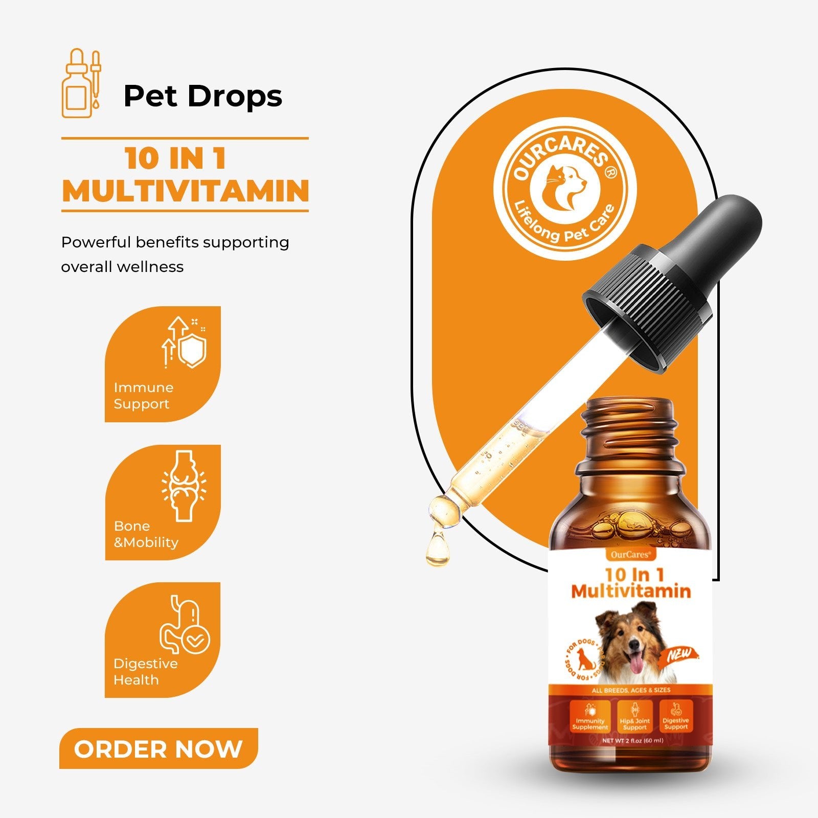 OURCARES 10-in-1 Dog Multivitamin, Essential Nutrition Support for All Life Stages
