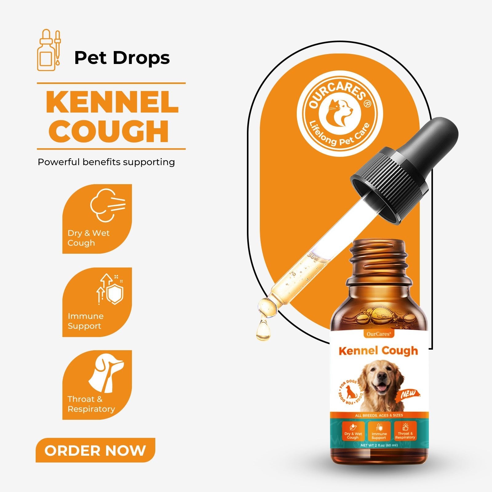 OURCARES Dog Respiratory Support, Soothing Relief for Occasional Cough & Nasal Congestion