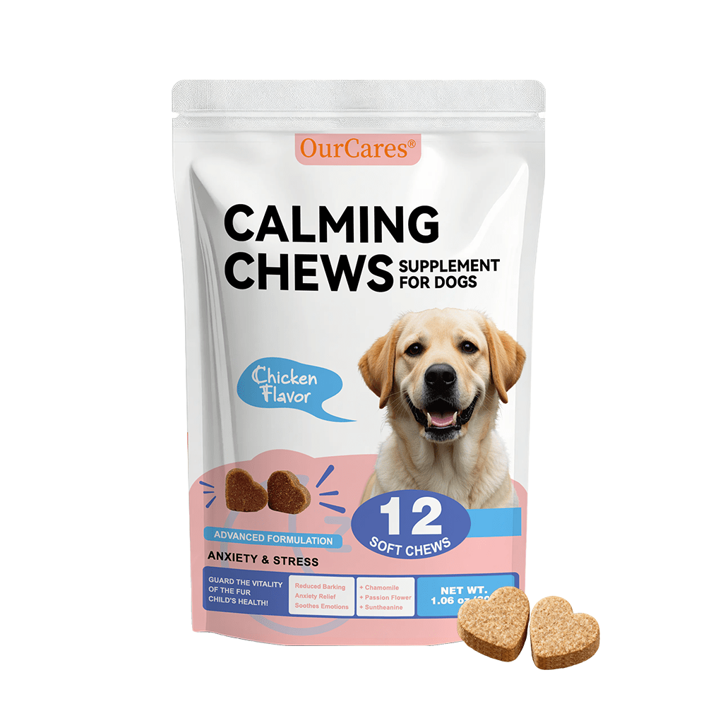OURCARES Calming Chews for Dogs, Relief for Separation Anxiety, Thunder & Fireworks Stress Support
