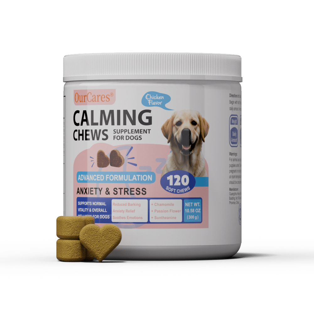 OURCARES Calming Chews for Dogs, Relief for Separation Anxiety, Thunder & Fireworks Stress Support