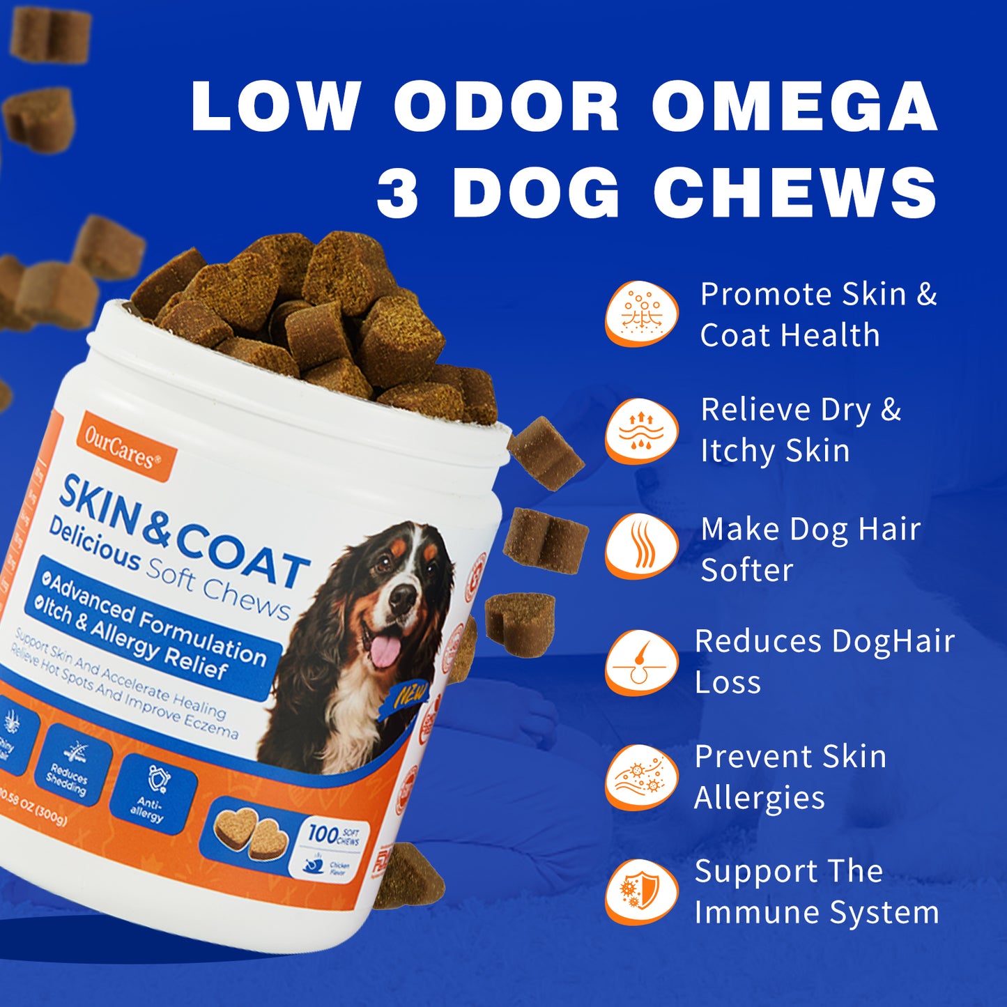 Skin and Coat Supplement - Omega-3 Support for Itchy Skin & Shedding