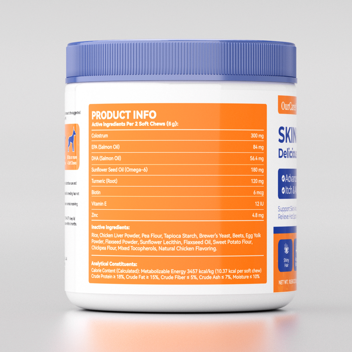 OURCARES Skin and Coat Supplement, Omega-3 for Dogs, Relieves Itchy Skin & Reduces Excessive Shedding