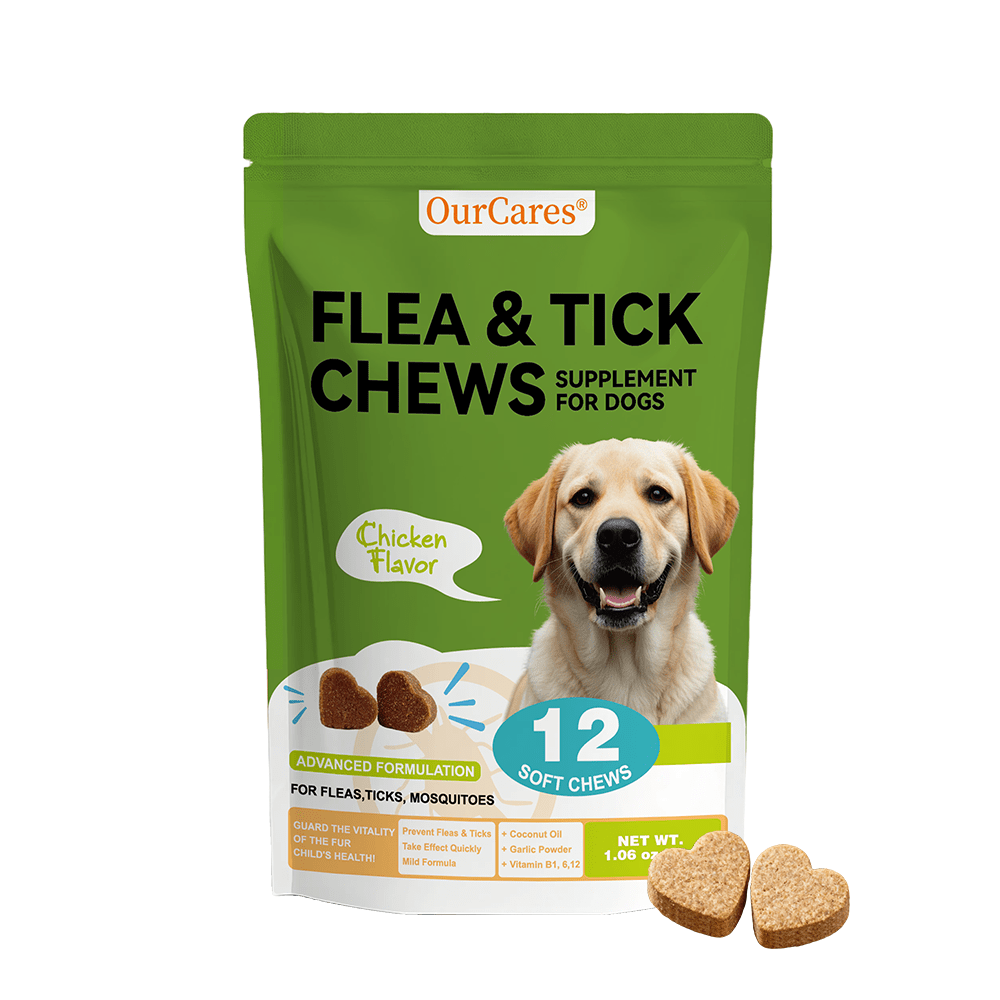 OURCARES Advanced Shield Soft Chews offer natural defense and effective pest protection against fleas and ticks, keep dogs safe and healthy all year round