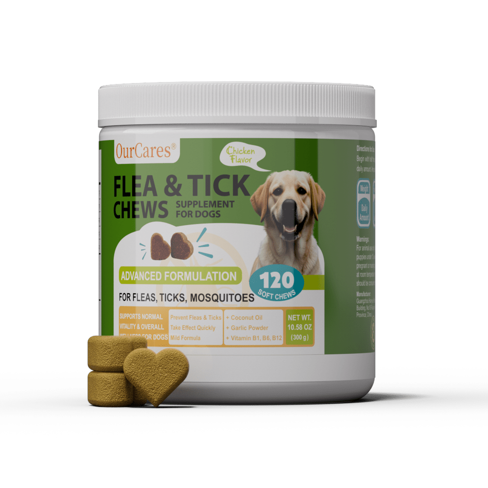 OURCARES Advanced Shield Soft Chews offer natural defense and effective pest protection against fleas and ticks, keep dogs safe and healthy all year round