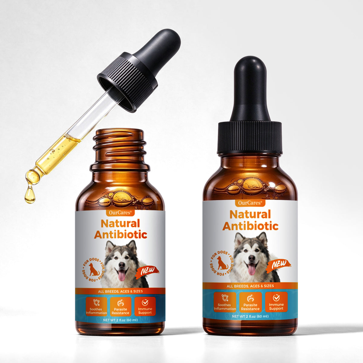 OURCARES Natural Antibiotic for Dogs, Immune Support & Infection Defense Supplement