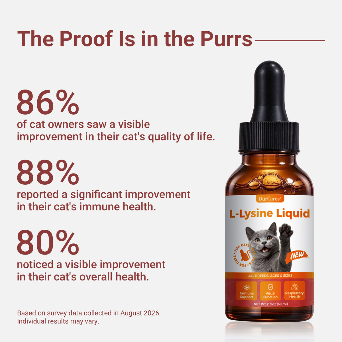 OURCARES L-Lysine Liquid for Cats, Immune System Support & Respiratory Health Booster