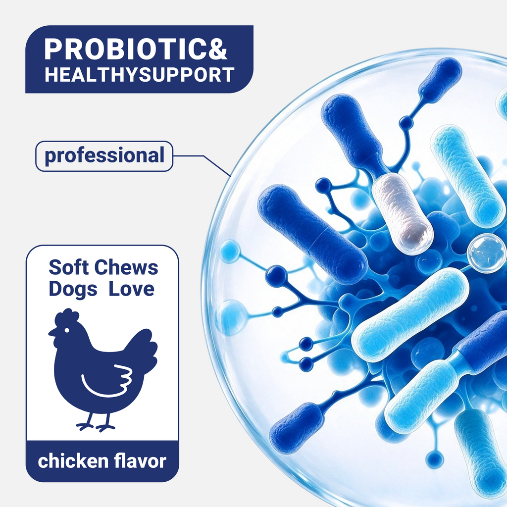 OURCARES Probiotic Bites soft chews support dog digestive health and immune system, daily probiotic supplement for all breeds