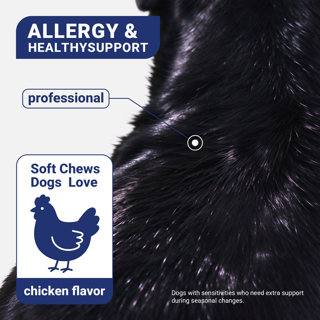 OURCARES Dog Allergy Relief Chews support seasonal allergy discomfort, soothe itchy skin and provide natural itch relief for all breeds of dogs