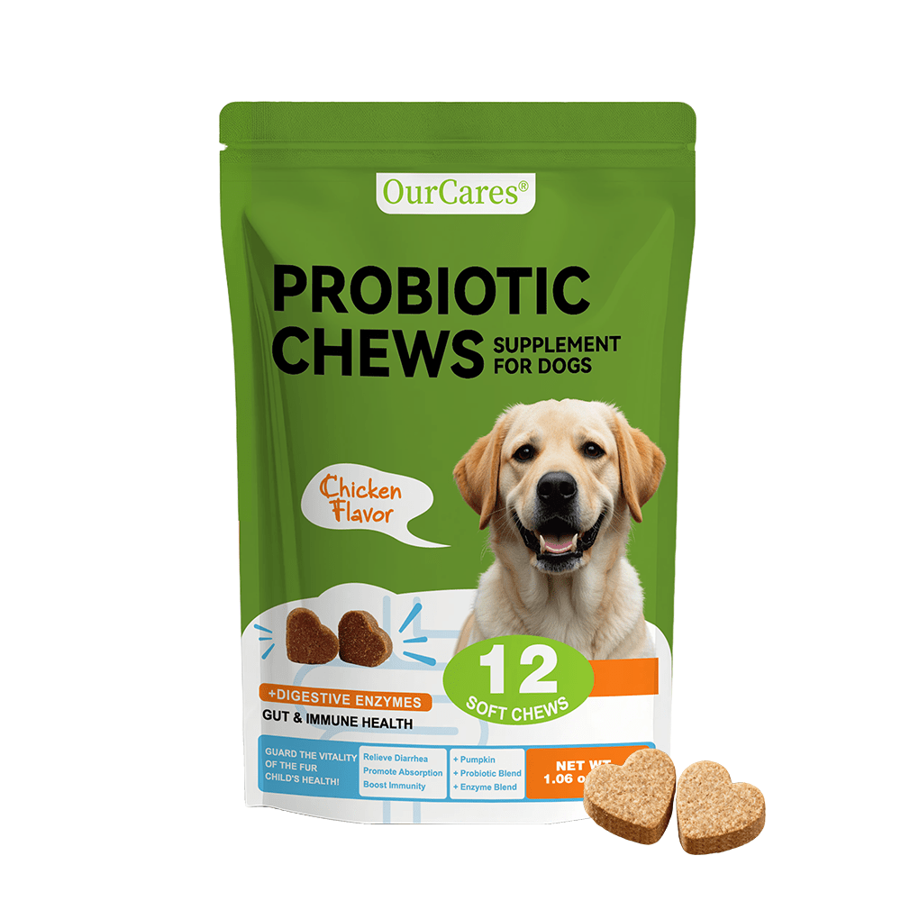 OURCARES Probiotic Bites soft chews support dog digestive health and immune system, daily probiotic supplement for all breeds