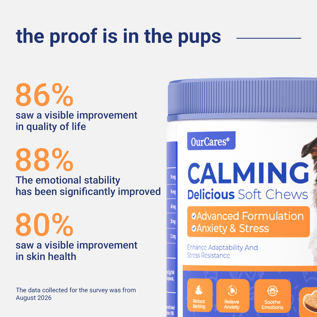OURCARES Calming Chews for Dogs, Relief for Separation Anxiety, Thunder & Fireworks Stress Support