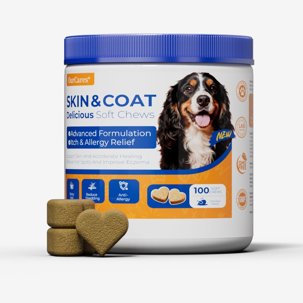 OURCARES Skin and Coat Supplement, Omega-3 for Dogs, Relieves Itchy Skin & Reduces Excessive Shedding