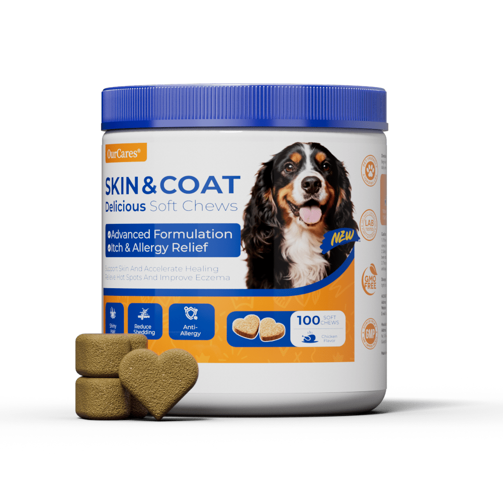 OURCARES Skin and Coat Supplement, Omega-3 for Dogs, Relieves Itchy Skin & Reduces Excessive Shedding