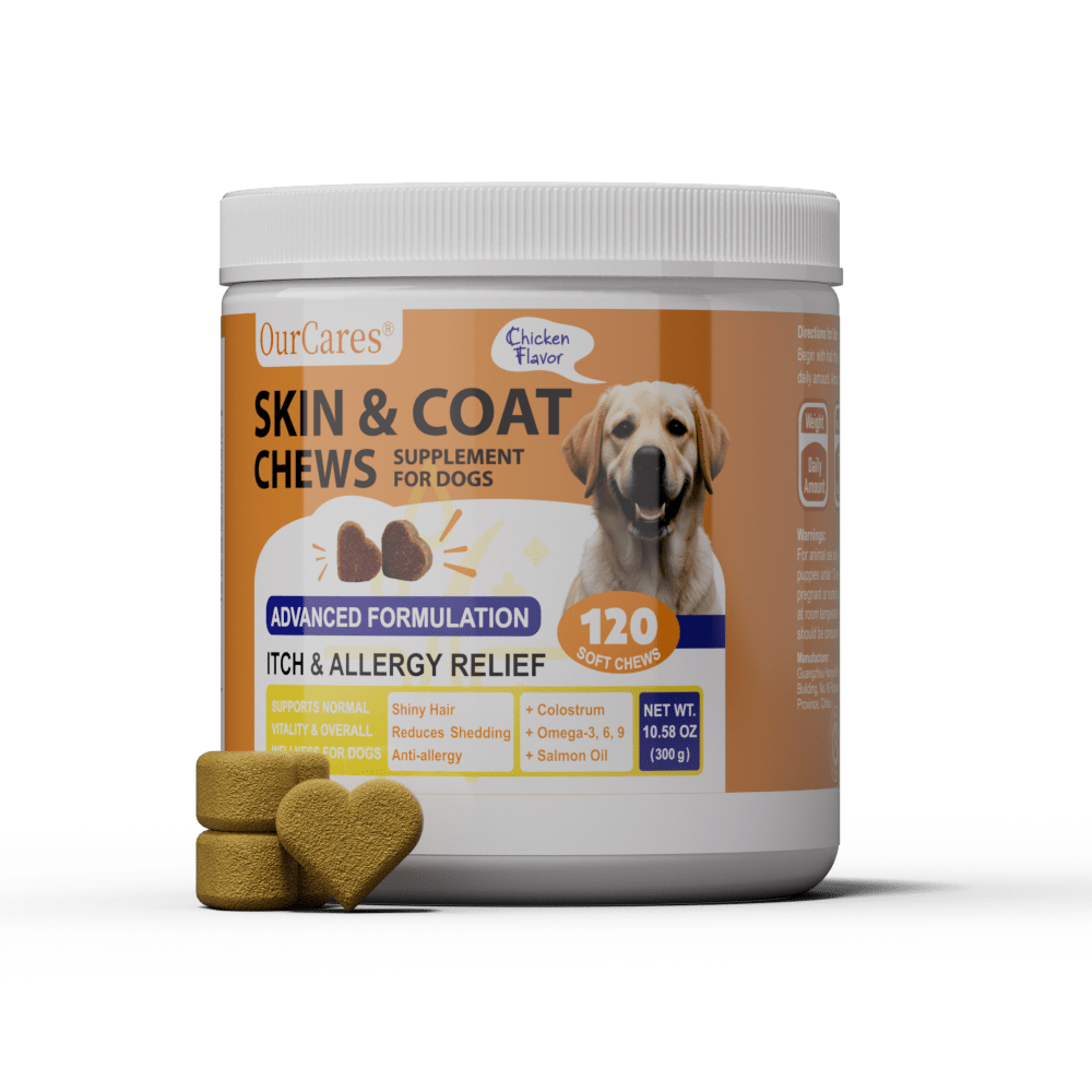 OURCARES Skin and Coat Supplement, Omega-3 for Dogs, Relieves Itchy Skin & Reduces Excessive Shedding