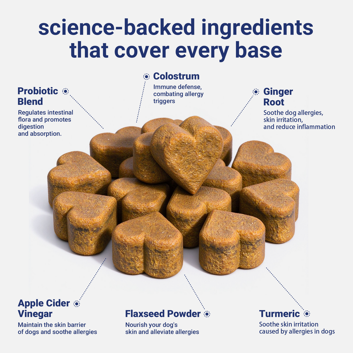 OURCARES Dog Allergy Relief Chews support seasonal allergy discomfort, soothe itchy skin and provide natural itch relief for all breeds of dogs
