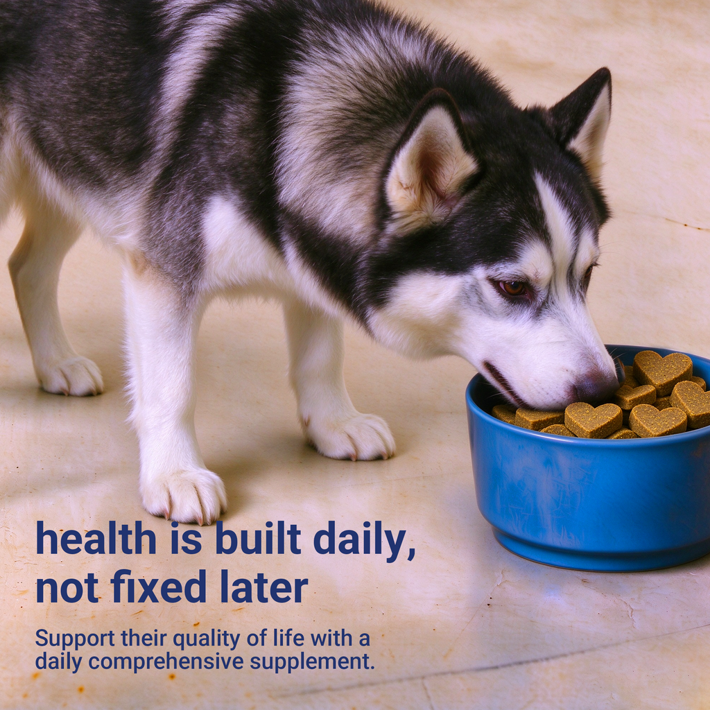 OURCARES 10-in-1 Multivitamin Soft Chews provide daily comprehensive support for dog skin, coat and joint health, ideal for all breeds