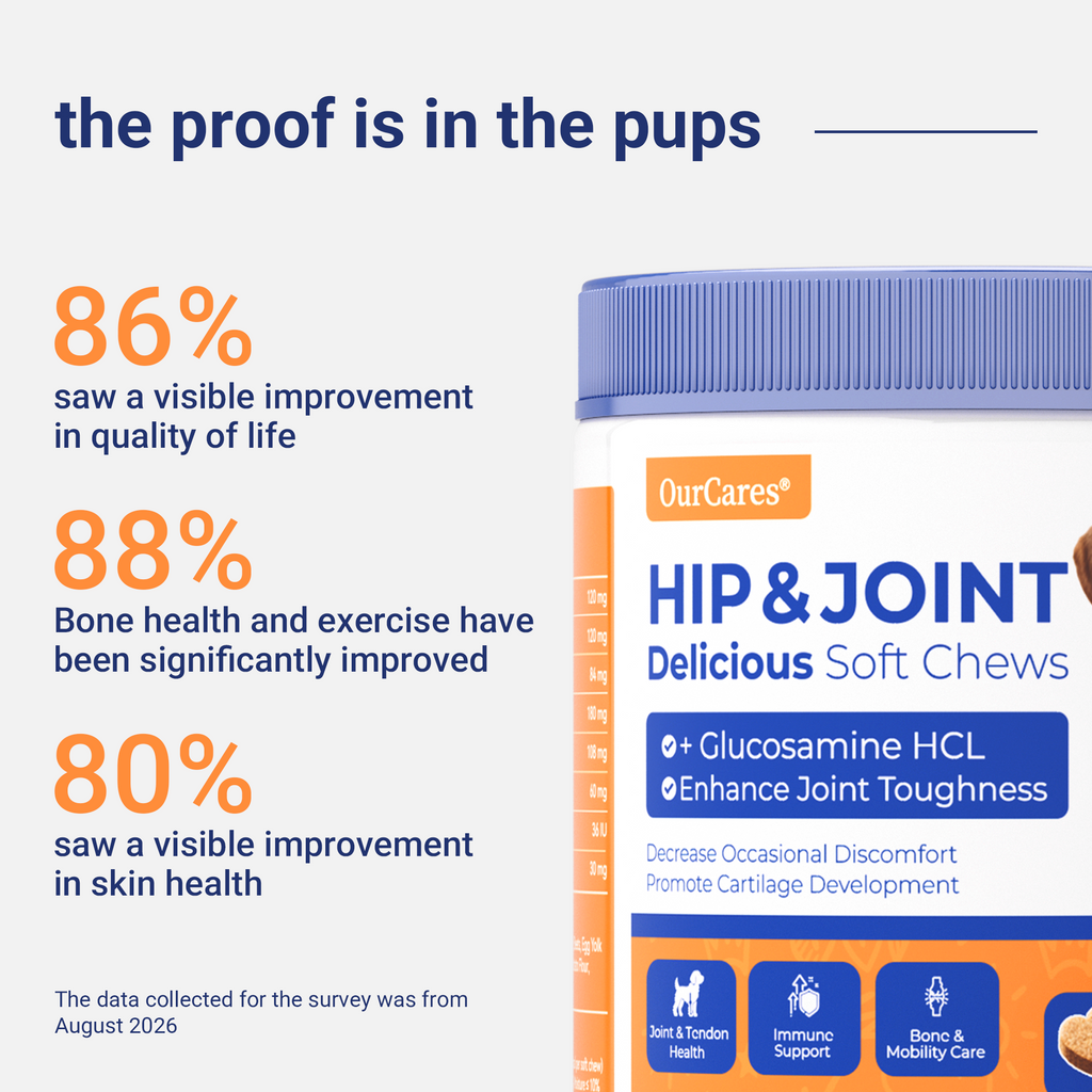 OURCARES Hip and Joint Supplement for Dogs, Glucosamine & Chondroitin Mobility Chews